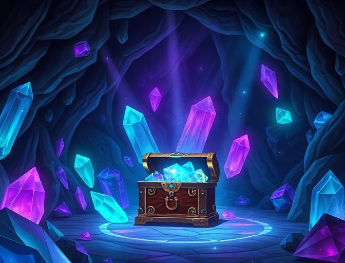 Magician slot game with mystical cards, glowing crystals and enchanted purple atmosphere